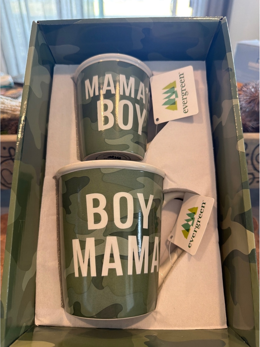 Mommy and Me Ceramic Cup Gift Set - Boy Mama / Mama's Boy - Camouflage Design